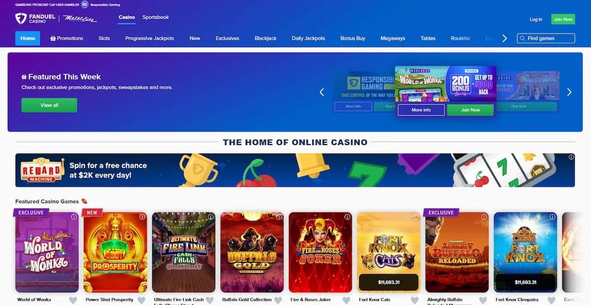 FanDuel Casino Homepage